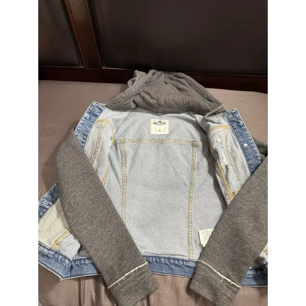 Abercrombie & Fitch Hollister Jean Jacket Sz Med Y2K Distressed